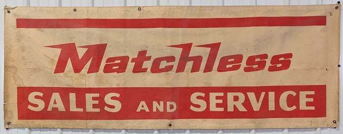 7-1/2ft Vintage Matchless Motorcycles Dealership Canvas Banner