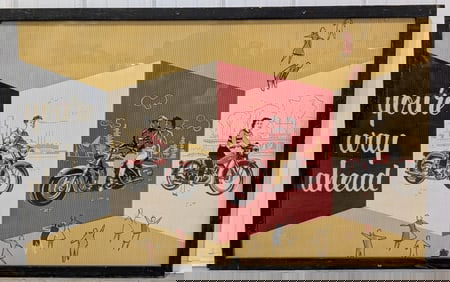 Large 1950s Harley-Davidson Framed Dealership Corrugated Banner 56x35