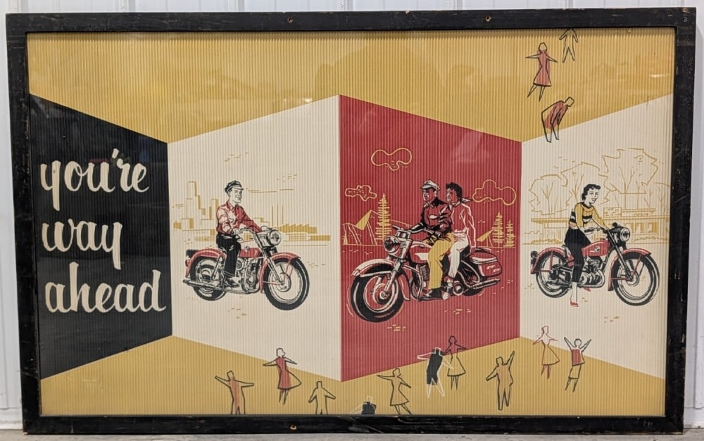 Large 1950s Harley-Davidson Framed Dealership Corrugated Banner 56x35 (1 of 12)