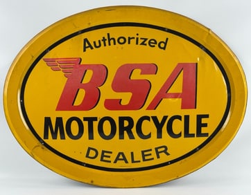 Large Vintage SST BSA Motorcycle Dealership Convex Button Sign