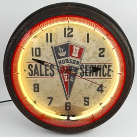Original Vintage Hudson Sales & Service Dealership Neon Advertising Sign By NPI