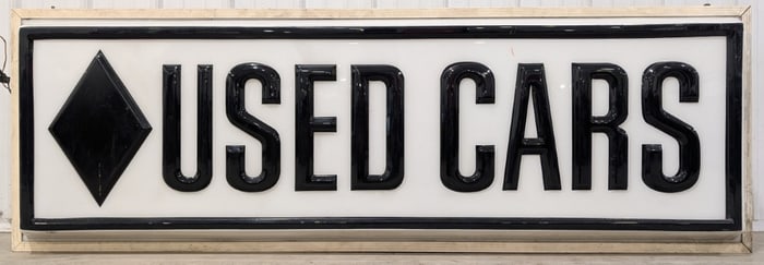 6ft Vintage 2-Sided Renault Used Cars Embossed Lexan Lighted Advertising Sign