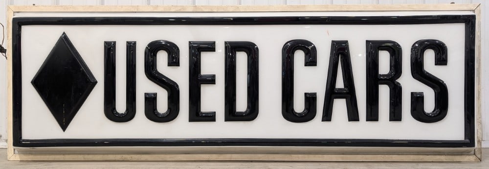 6ft Vintage 2-Sided Renault Used Cars Embossed Lexan Lighted Advertising Sign (1 of 16)