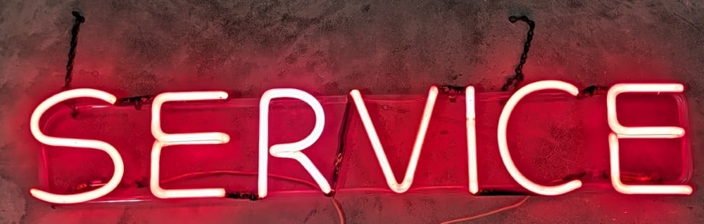 Vintage Auto Dealership "Service" Skeleton Pink Neon Sign (1 of 10)