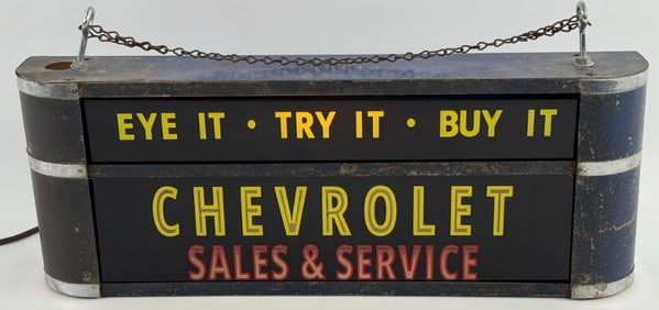 Chevrolet Sales & Service ROG Glass Lighted Advertising Sign