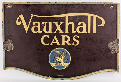 Vintage DSP Vauxhall Cars Dealership Sign w/ Griffin Graphics