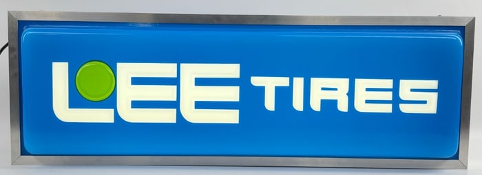 3ft Vintage 2-Sided Lee Tires Lighted Embossed Advertising Sign