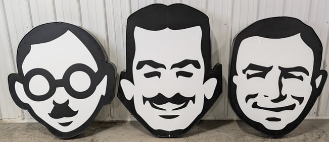 Large Lighted Pep Boys Auto Parts Manny Moe & Jack 3-Piece Sign