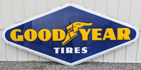 12ft Vintage Goodyear Tires Heavily Embossed Lexan Dealership Sign
