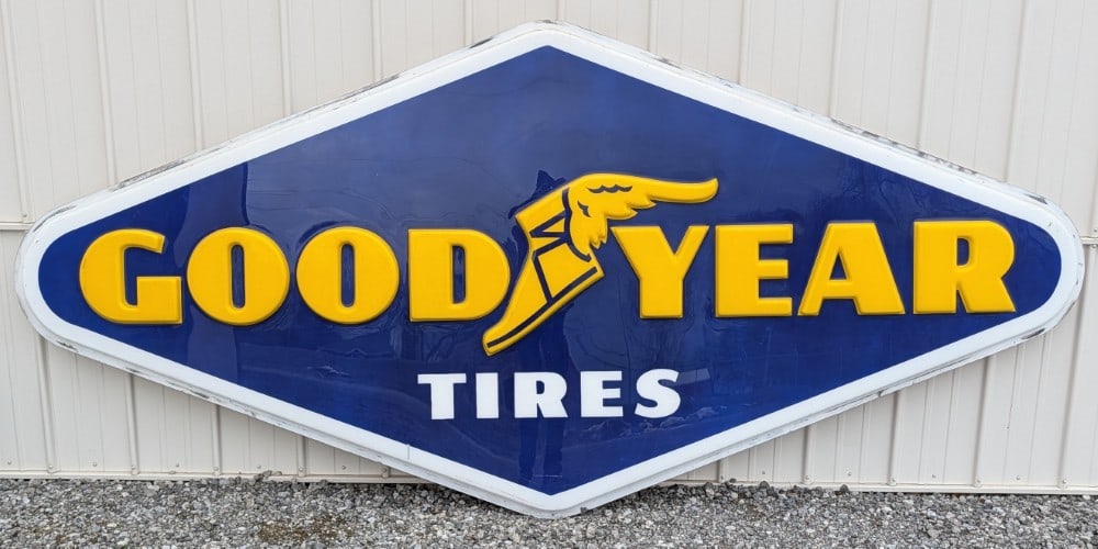 12ft Vintage Goodyear Tires Heavily Embossed Lexan Dealership Sign (1 of 14)