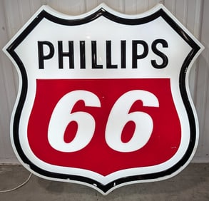 Large Phillips 66 Embossed Lighted Shield Gas Station Plastic Advertising Sign
