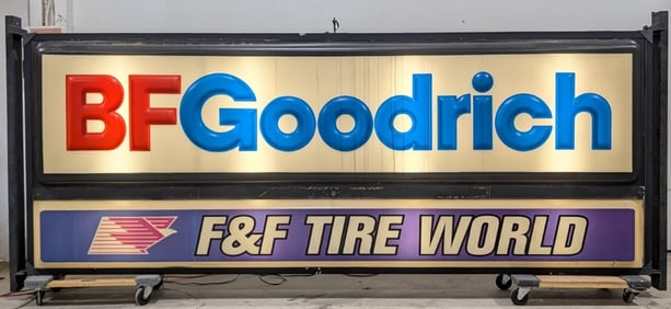 12ft 2 Sided B.F Goodrich Tire Embossed Lighted Sign