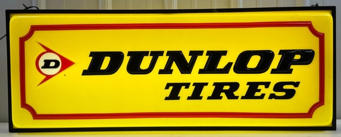 3ft Vintage 2-Sided Dunlop Tires Embossed Lighted Advertising Sign