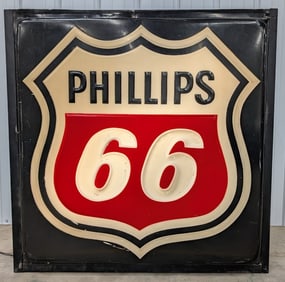 Large Phillips 66 Gas Station Embossed Lighted Sign