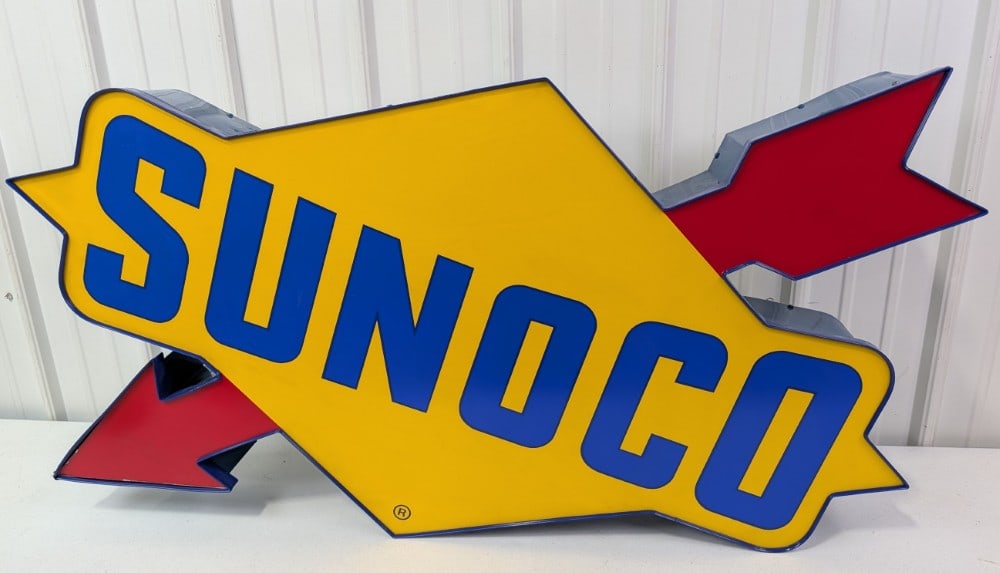 4ft Vintage SUNOCO Gas Station Lighted Advertising Sign (1 of 13)