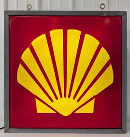 Vintage Shell Gas Station Embossed Lexan / Plastic Lighted Advertising Sign