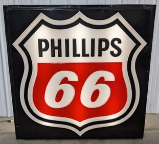 Nearly 5ft Phillips 66 Embossed Lighted Advertising Sign