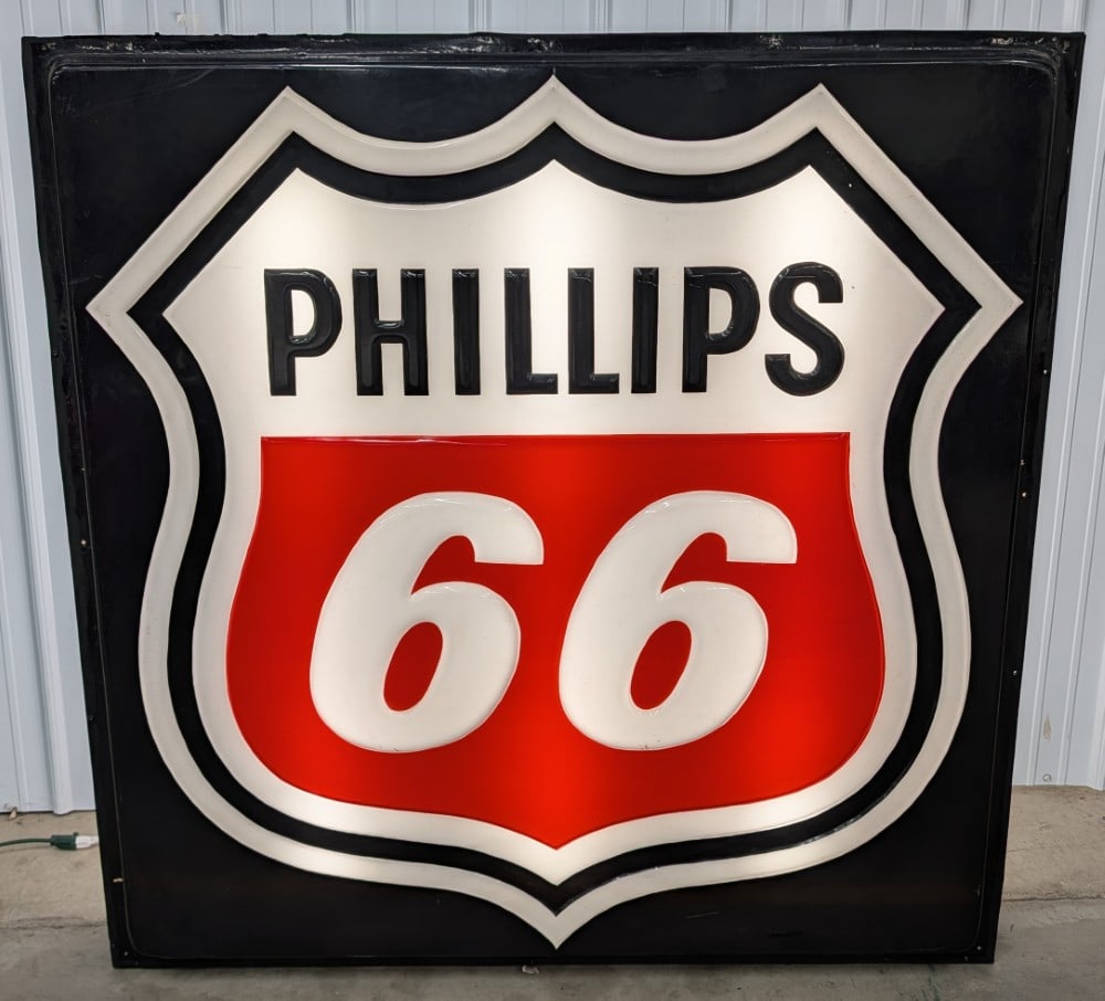 Nearly 5ft Phillips 66 Embossed Lighted Advertising Sign (1 of 7)
