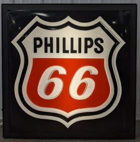 Vintage Phillips 66 Gas Station Embossed Lexan Lighted Service Station Sign