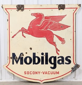 4-1/2ft Vintage DSP SOCONY Mobilgas Shield Sign w/ Pegasus