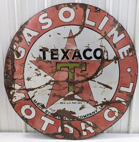 42in Vintage SSP Texaco Gasoline & Motor Oil Black "T" Sign