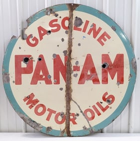 42in Vintage SSP Pan-Am Gasoline & Motor Oil Advertising Sign