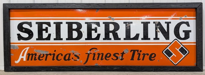 6ft Vintage SSP Seiberling Tires Sign w/ Custom Wood Frame