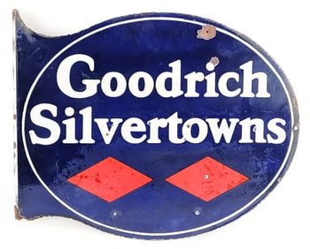 Goodrich Silvertowns w/Logo Porcelain Flange Sign (TAC)