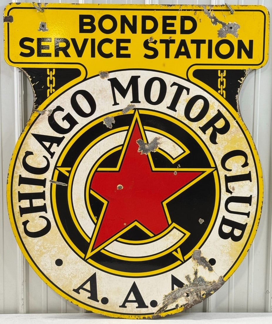 Vintage DSP Chicago Motor Club AAA Service Station Sign (1 of 14)