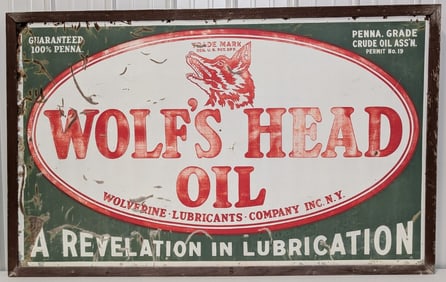 5ft Early SST Wolf?s Head Motor Oil Advertising Sign