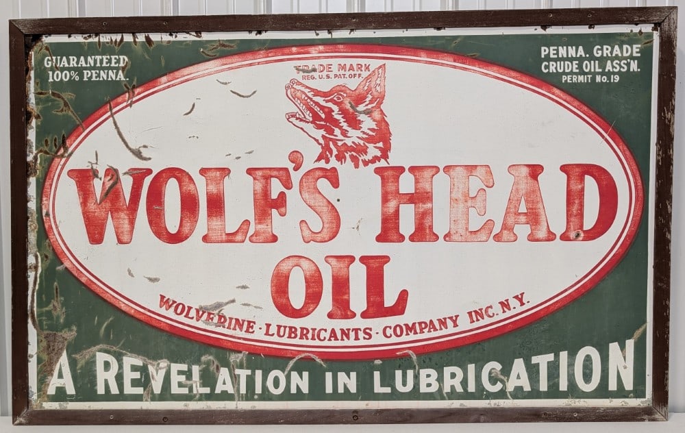 5ft Early SST Wolf?s Head Motor Oil Advertising Sign (1 of 9)