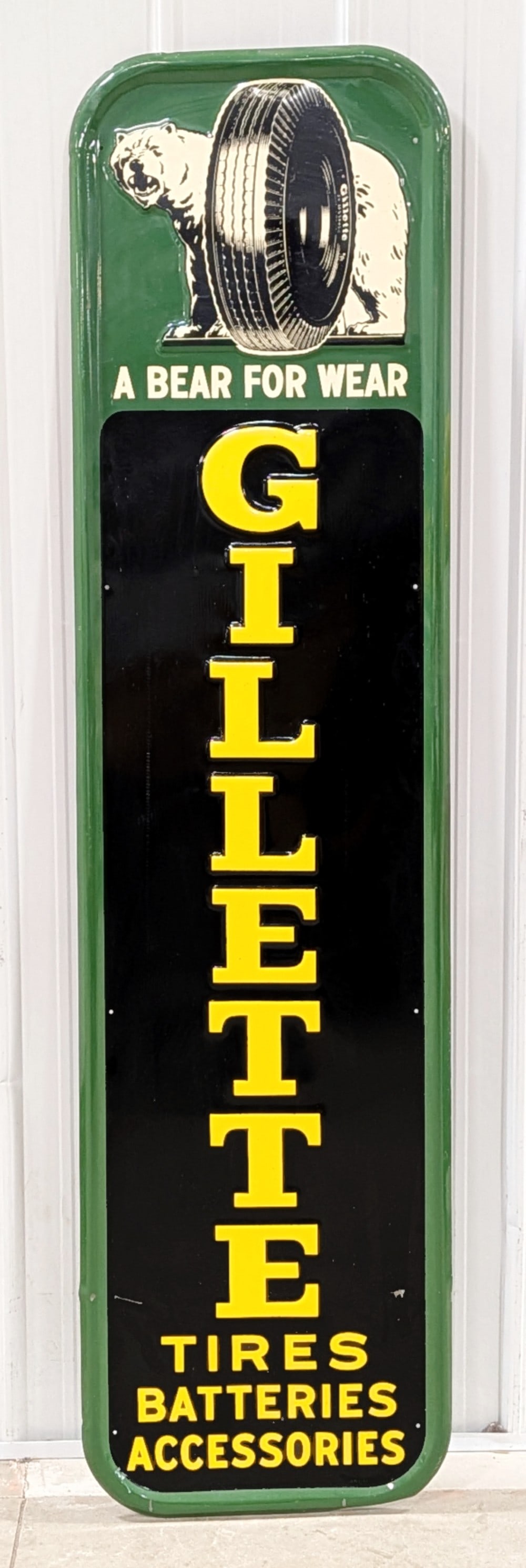 SST Gillette Tires Batteries Accessories Advertising Sign w/ Polar Bear Logo (TAC) (1 of 11)