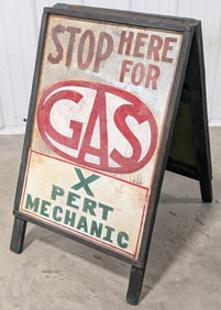 Custom Vintage DST Stop Here For Gas Embossed Curb Sign