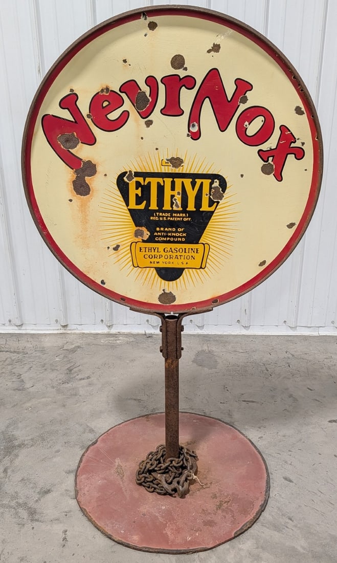 Vintage DSP Nevr Nox Ethyl Gasoline Lollipop Curb Sign (1 of 13)