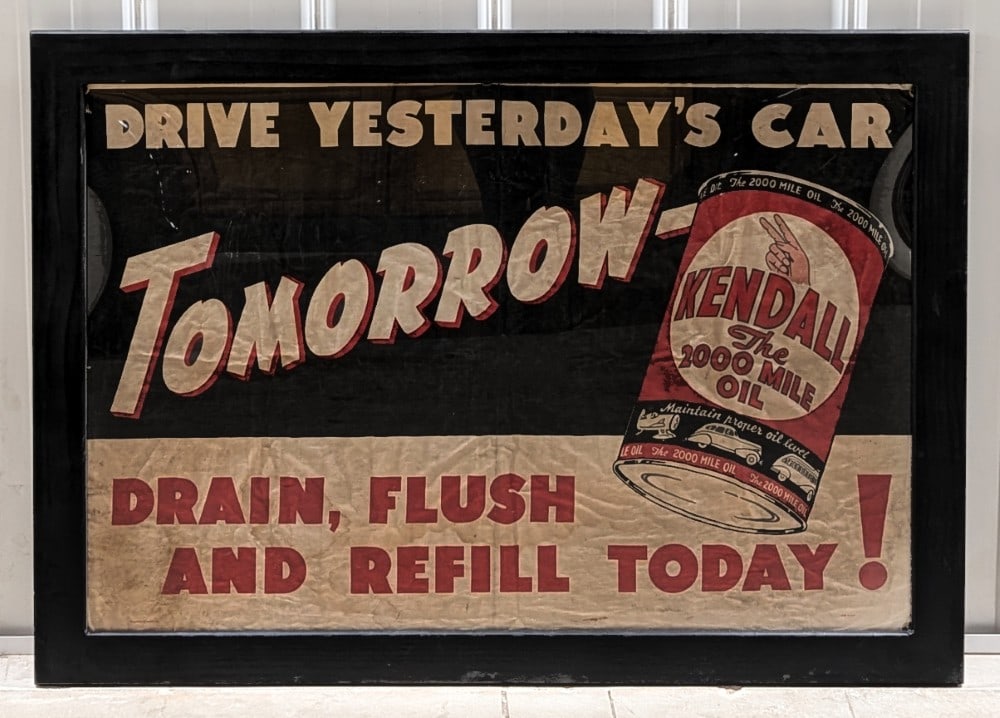 Kendall "The 2000 Mile Oil" w/Can Cloth Banner Framed (1 of 10)