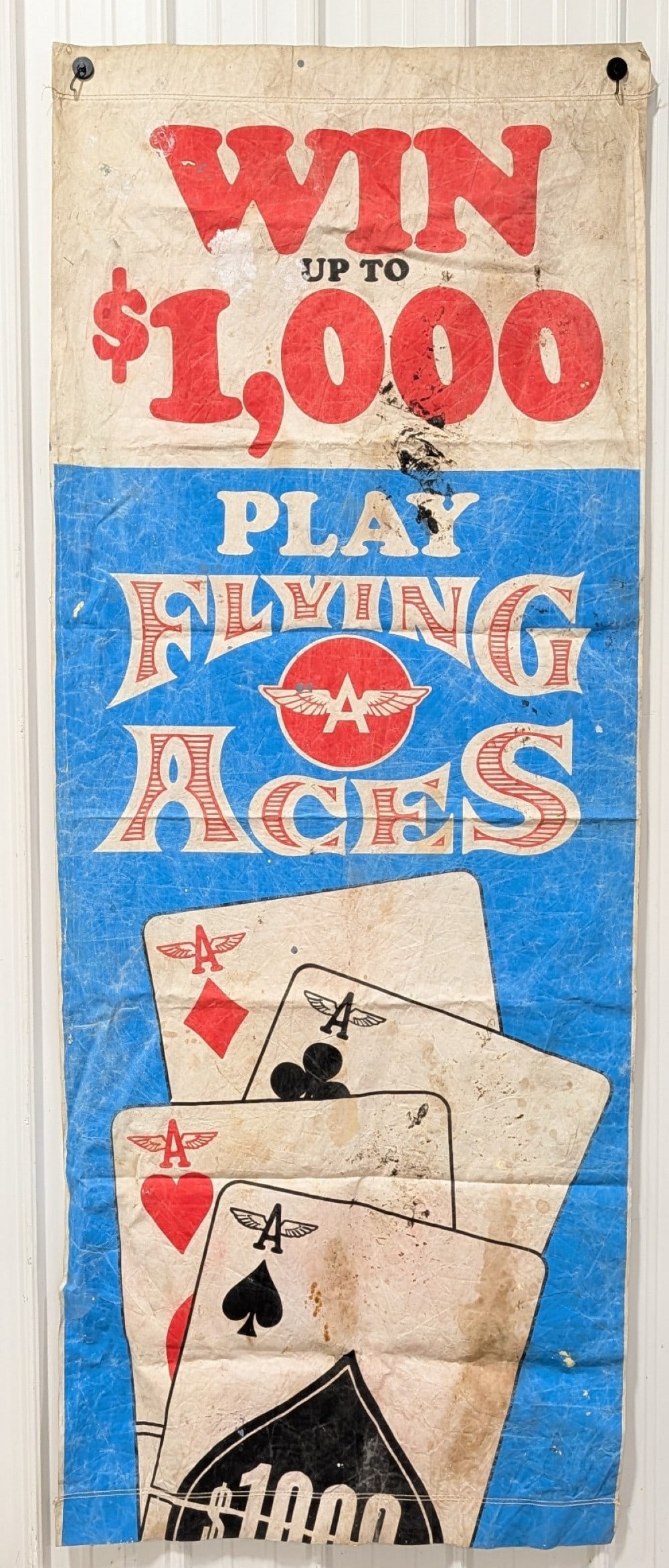 7-1/2ft Vintage Flying A Gas Station Flying Aces Canvas Banner (1 of 6)