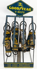 Vintage Goodyear V-Belts Metal Countertop Store Display w/ SST Topper Sign