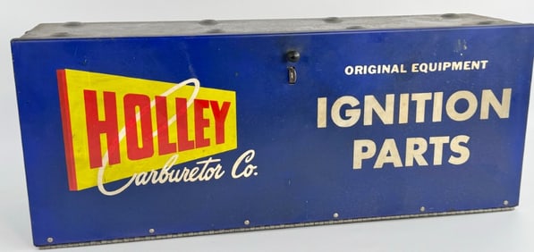 Vintage Holley Carburetor Ignition Parts Store Display Cabinet