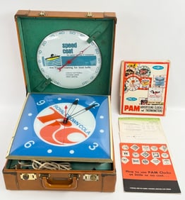 Original Vintage PAM Clock Co. Salesman Sample Briefcase W/ Original Clock & Manuals