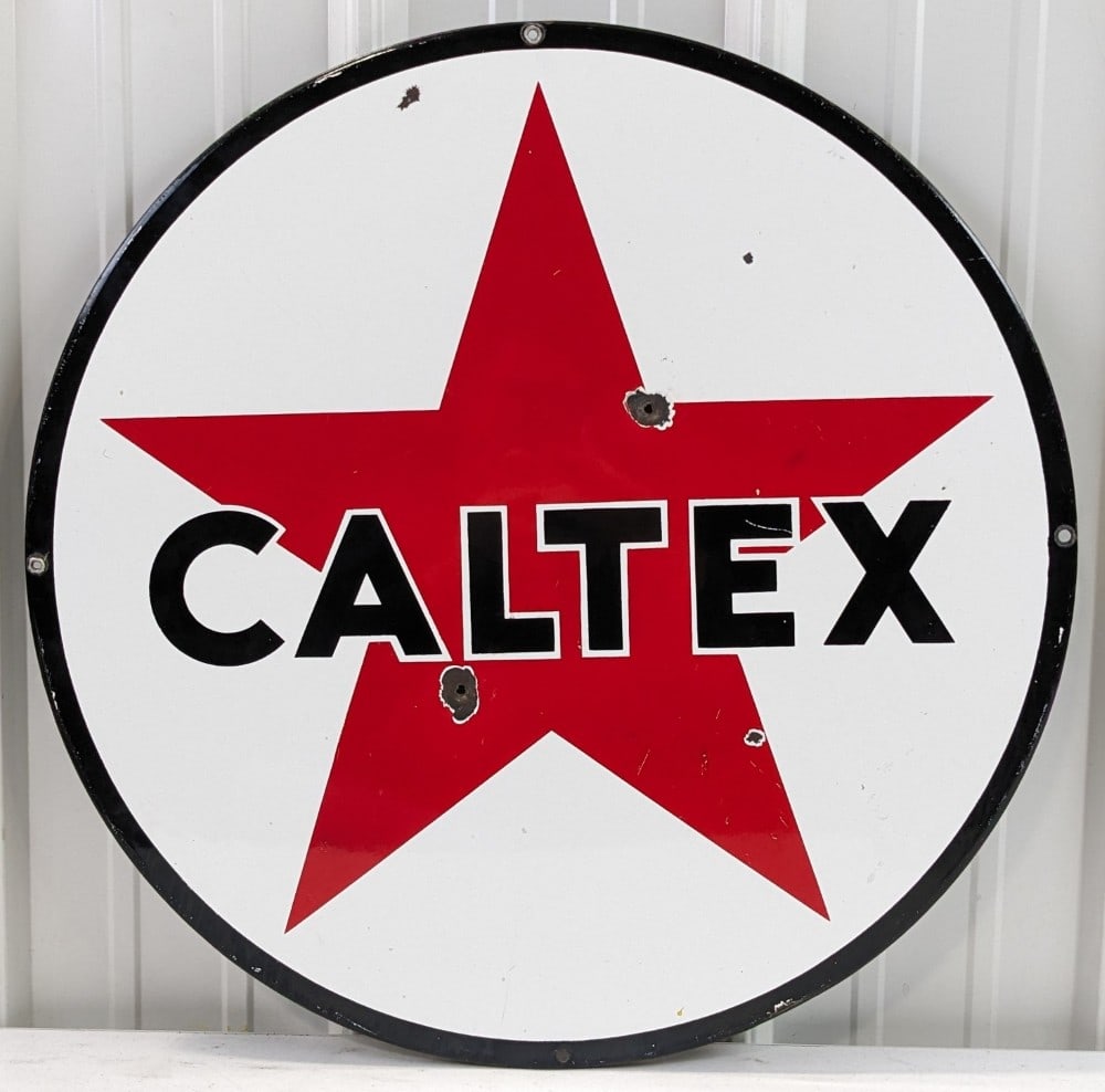 Vintage SSP Texaco Caltex Motor Oil / Gasoline Advertising Sign (1 of 6)