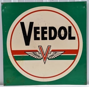 Vintage SST Veedol Motor Oil Advertising Sign w/ Winged Logo