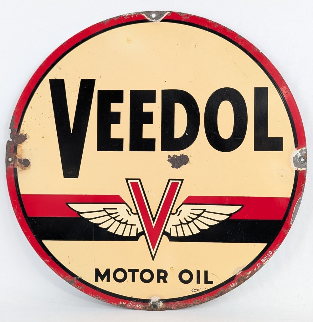 Vintage SST Veedol Motor Oil Advertising Sign w/ Winged Logo (1 of 6)