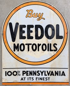Vintage DSP Veedol Motor Oils Tombstone Advertising Sign
