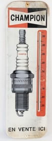 Large Vintage SST Champion Spark Plugs Thermometer Sign