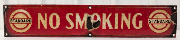 Vintage SSP Standard Oil Service Station No Smoking Sign