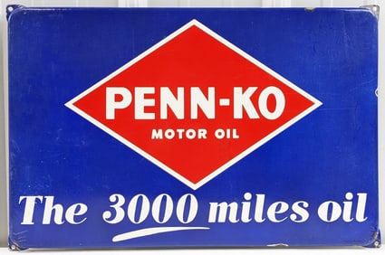 Vintage SSP Penn-Ko Motor Oil 3000 Miles Oil Advertising Sign