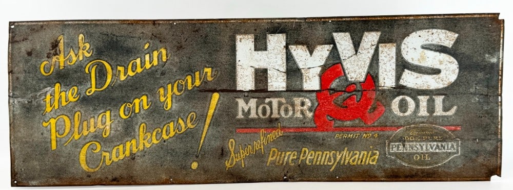 Early SST Pennsylvania HyVis Motor Oil Embossed Sign (1 of 7)