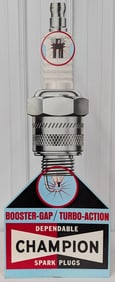 3-1/2ft Vintage Champion Spark Plugs Countertop Easel Back Sign