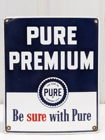 Vintage SSP Pure Oil Pure Premium Pump Plate Advertising Sign