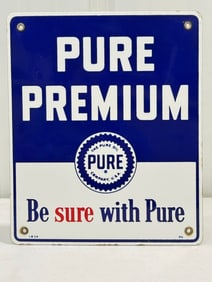 Vintage SSP Pure Oil Pure Premium Gas Pump Plate Advertising Sign
